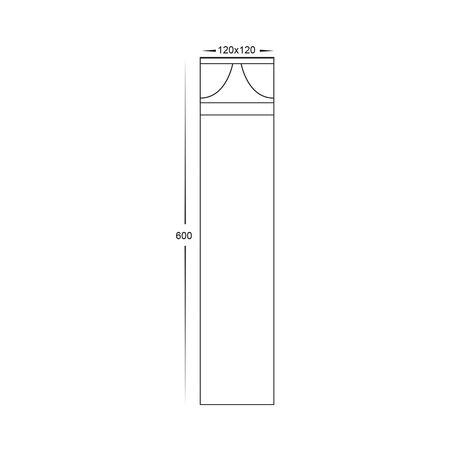 Divad 600mm Black Square LED Bollard Light