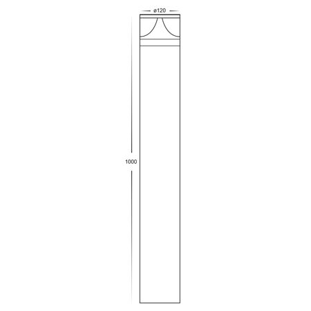 Divad 1000mm Black LED Bollard Light