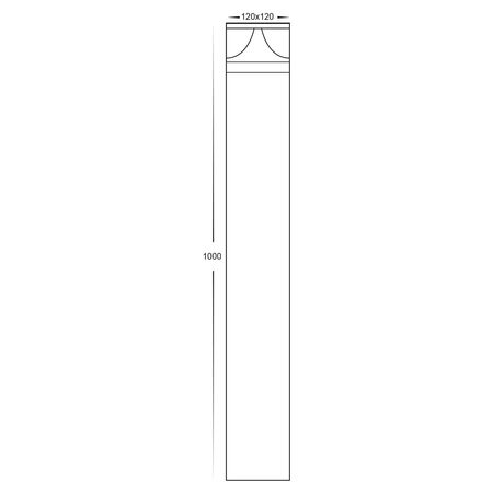 Divad 1000mm Black Square LED Bollard Light