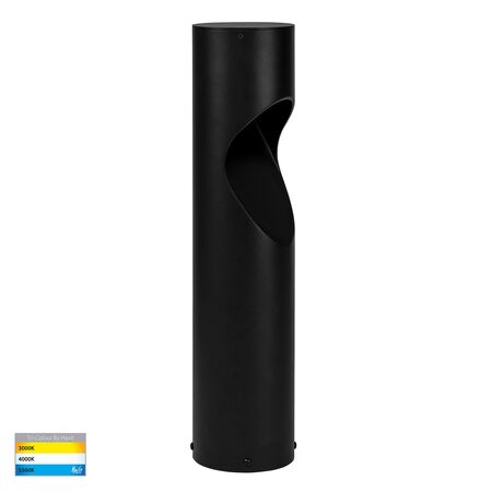 Fedor Round Aluminium Black Tri Colour LED Bollard Light