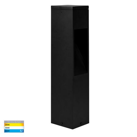 Fedor Square Aluminium Black Tri Colour LED Bollard Light