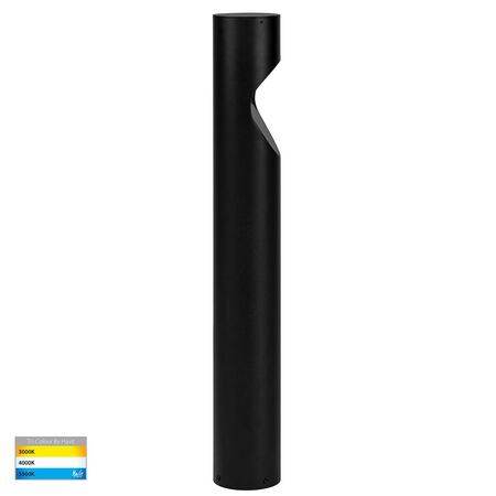 Fedor Round Aluminium Black Tri Colour LED Bollard Light