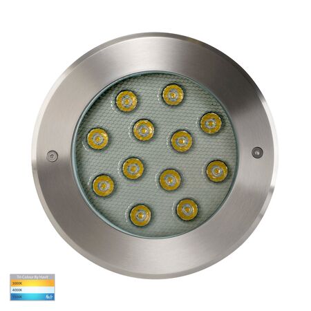 Split 316 Stainless Steel TRI Colour 12w LED Inground Light