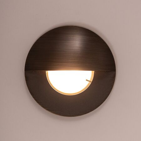 Ollo Antique Brass TRI Colour LED Step Light With Eyelid