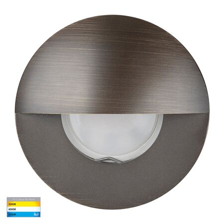 Ollo Antique Brass TRI Colour LED Step Light With Eyelid