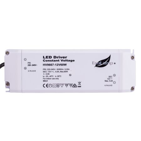 60w Indoor IP20 Constant Voltage LED Driver