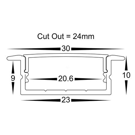 Shallow Square Winged Aluminium Profile