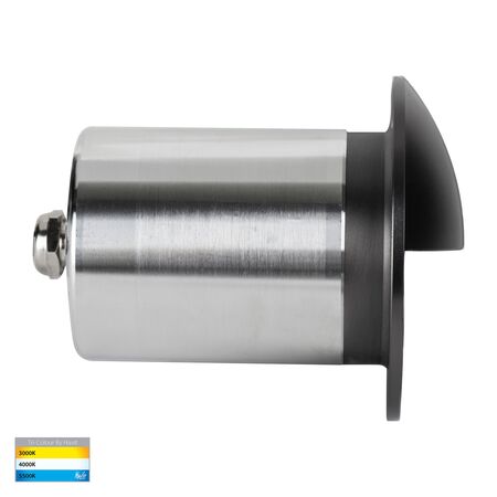 Ollo Graphite Coloured Brass TRI Colour LED Step Light With Eyelid