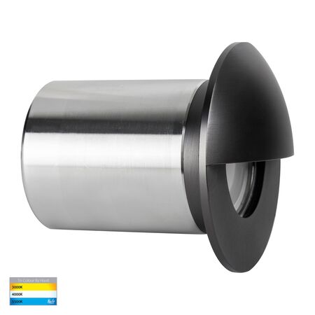 Ollo Graphite Coloured Brass TRI Colour LED Step Light With Eyelid