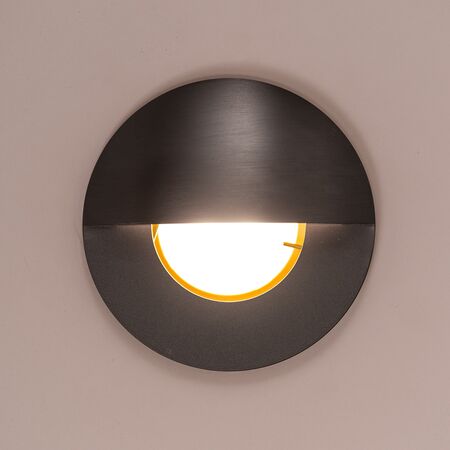 Ollo Graphite Coloured Brass TRI Colour LED Step Light With Eyelid