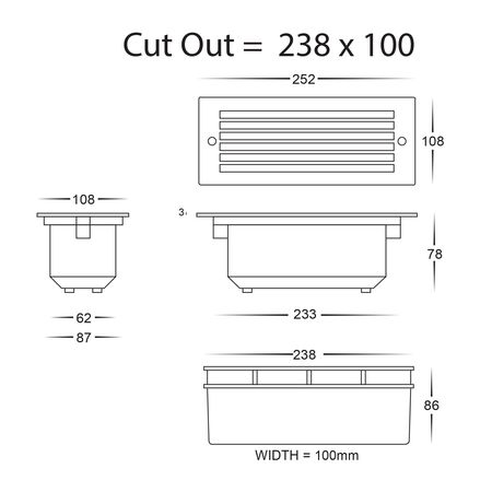 Bata 316 Stainless Steel LED Brick Light with Grill
