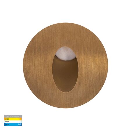 Mini Reces Brass Round TRI Colour Recessed LED Step Light