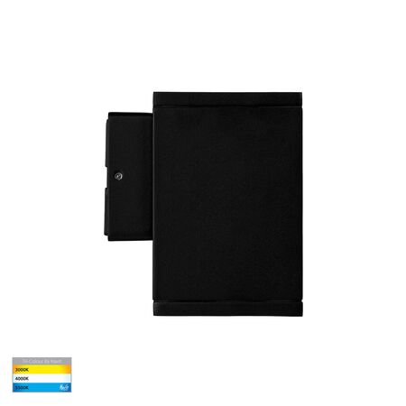 Quadru Square Black TRI Colour Fixed Down LED Wall Light