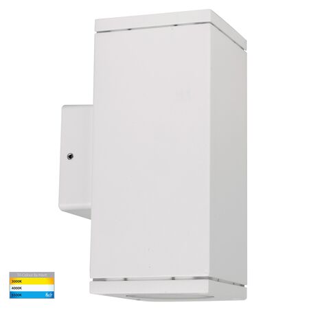 Quadru Square White TRI Colour Up & Down LED Wall Light