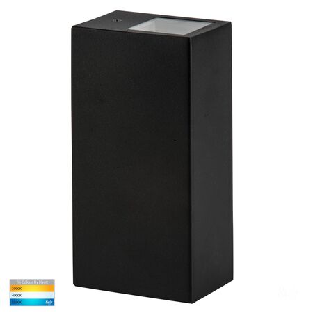 Veldi Black Square TRI Colour Up & Down Wall Light