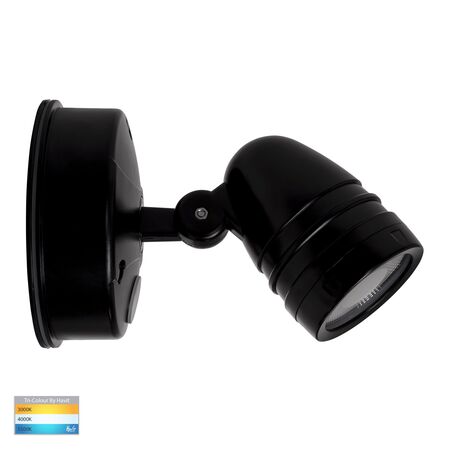Focus Polycarbonate Black Single Adjustable Spot Light With Sensor