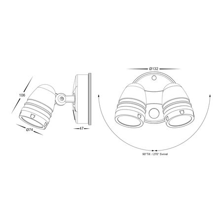 Focus Polycarbonate White Double Adjustable Spot Light With Sensor