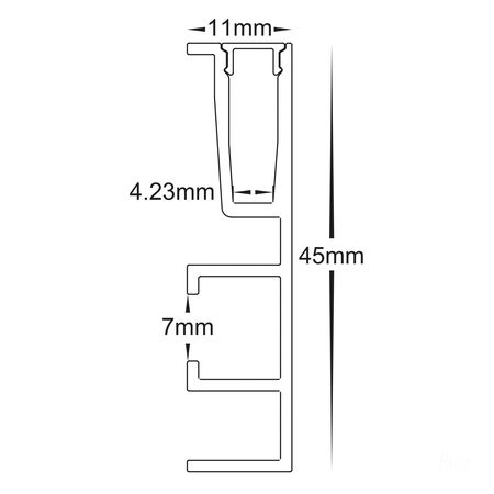 White Side Mounted Aluminium Profile