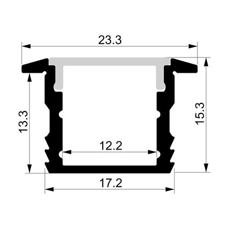 Deep Square Winged Aluminium Profile 2m Length