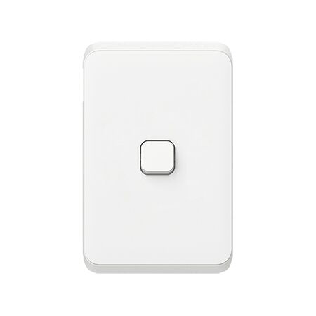 Clipsal Iconic, Switch, Vertical 1 Gang, 1/2 Way 10AX,230/240V, IP44 - Vivid White
