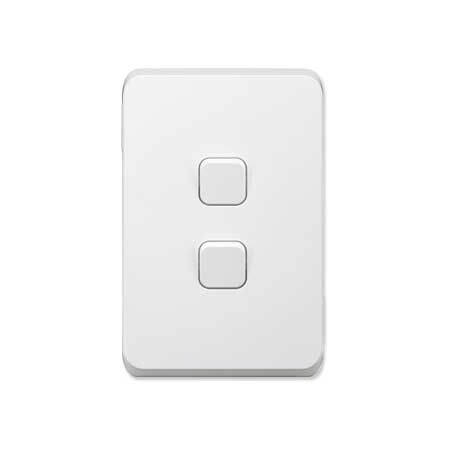Clipsal Iconic, Switch Plate Skin, 2 Gang, Horizontal/Vertical Mount, Clip-On - Extra Vivid White