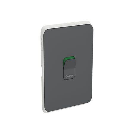Clipsal Iconic, Switch Plate Skin, 1 Gang, COOKER, Horizontal/Vertical Mount250V, 45A, Clip-On - Anthracite