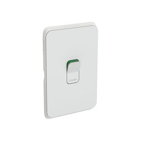 Clipsal Iconic, Switch Plate Skin, 1 Gang, COOKER, Horizontal/Vertical Mount250V, 45A, Clip-On - Cool Grey