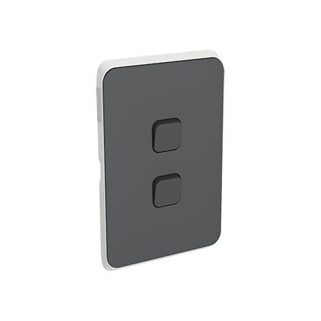 Clipsal Iconic, Switch Plate Skin, 2 Gang, Horizontal/Vertical Mount, Clip-On - Anthracite