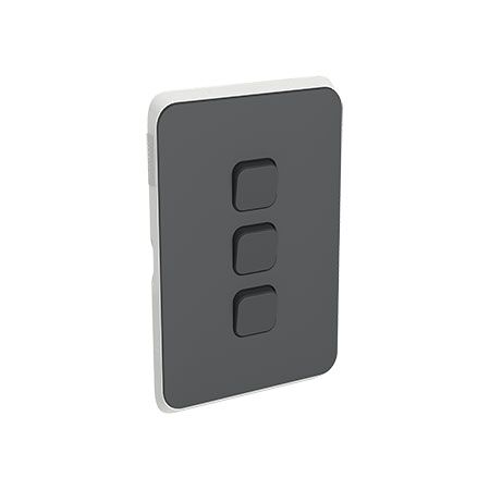 Clipsal Iconic, Switch Plate Skin, 3 Gang, Horizontal/Vertical Mount - Anthracite