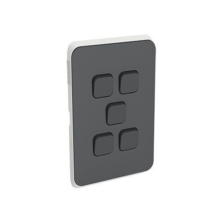 Clipsal Iconic, Switch Plate Skin, 5 Gang, Horizontal/Vertical Mount - Anthracite