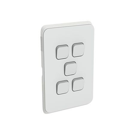 Clipsal Iconic, Switch Plate Skin, 5 Gang, Horizontal/Vertical Mount - Cool Grey