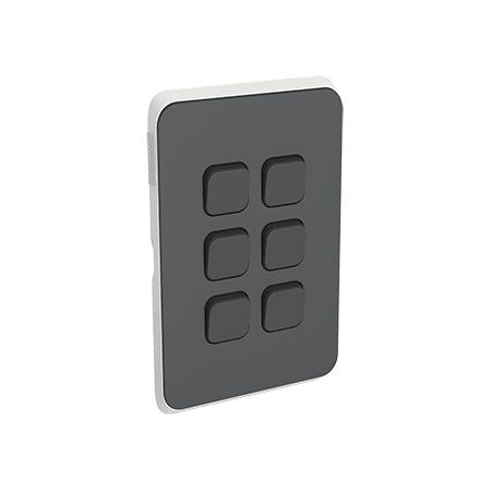 Clipsal Iconic, Switch Plate Skin, 6 Gang, Horizontal/Vertical Mount - Anthracite