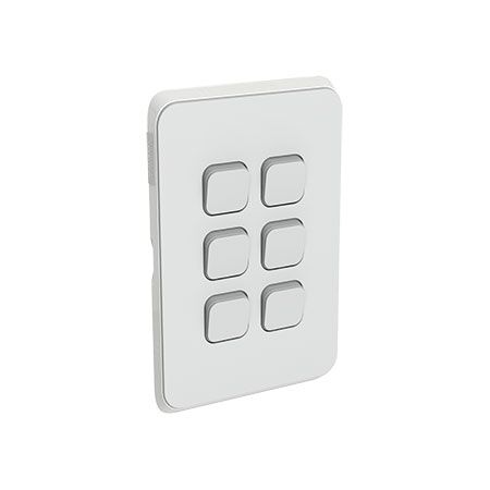 Clipsal Iconic, Switch Plate Skin, 6 Gang, Horizontal/Vertical Mount - Cool Grey