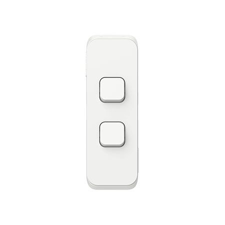 Clipsal Iconic, Flush Switch, Vertical Mount, 2 Gang, 230/240V, 10AX, LED - Vivid White
