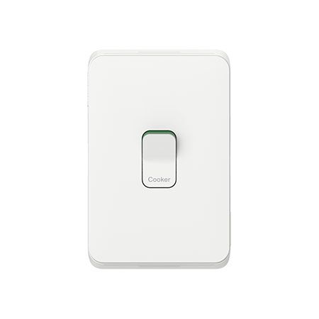 Clipsal Iconic, Cooking Appliance Isolator Switch and Skin, Horizontal/Vertical MountSingle Pole 250V, 45A - Vivid White