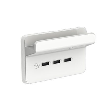 Clipsal Iconic, USB Charging Station with Shelf, 3 Outlet - Vivid White