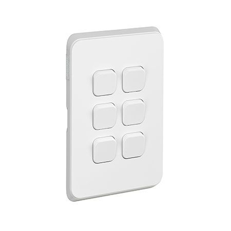 Clipsal Iconic, Switch Plate Skin, 6 Gang, Horizontal/Vertical Mount - Extra Vivid White