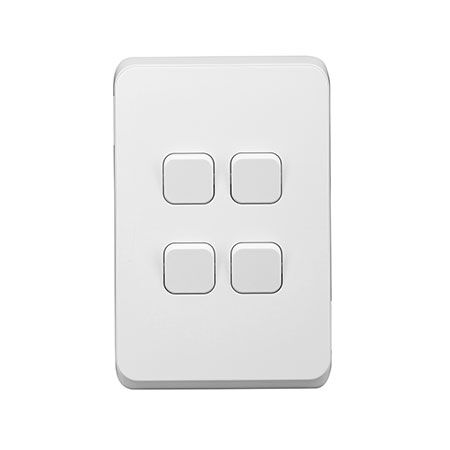 Clipsal Iconic, Switch, 4 Gang, 10AX,230/240V, Bulk Pack 40 - Extra Vivid White