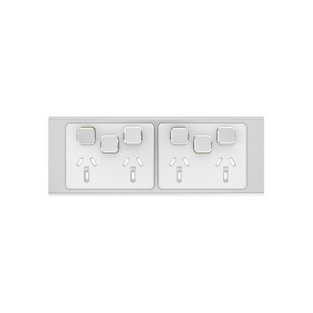 Clipsal Iconic, Styl Quad Power Point Skin with 2 extra switches, Horizontal Mount, 10A, 250V - Silver