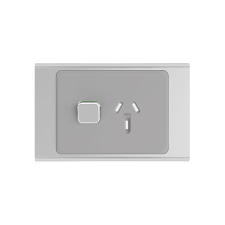 Clipsal Iconic, Styl Single Power Point Skin, Horizontal Mount, 250V, 10A - Silver