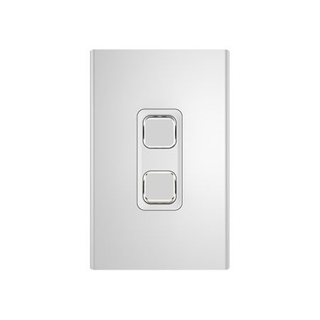 Clipsal Iconic, Styl Switch Plate Skin, Vertical/Horizontal, 2 Gang - Silver