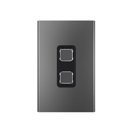 Clipsal Iconic, Styl Switch Plate Skin, Vertical/Horizontal, 2 Gang - Silver Shadow