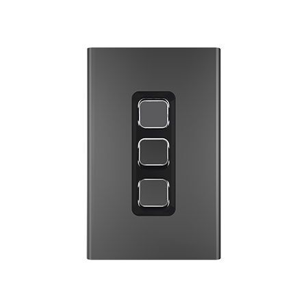 Clipsal Iconic, Styl Switch Plate Skin, Vertical/Horizontal, 3 Gang - Silver Shadow