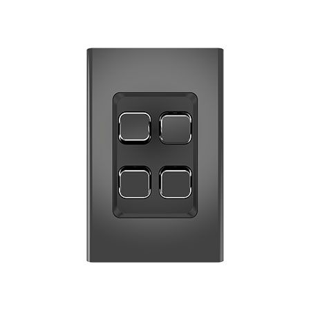 Clipsal Iconic, Styl Switch Plate Skin, Vertical/Horizontal, 4 Gang - Silver Shadow