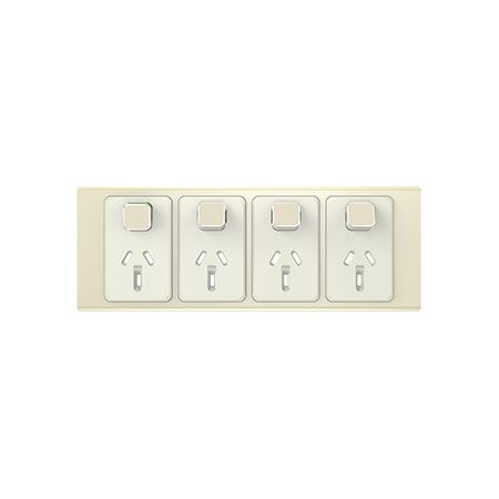 Clipsal Iconic, Styl Quad Power Point Skin, Horizontal Mount, 250V, 10A - Crowne