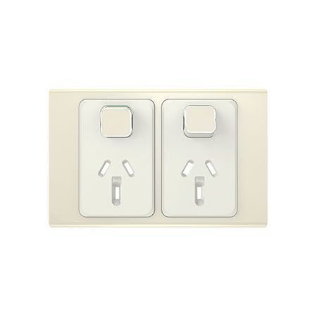 Clipsal Iconic, Styl Double Power Point Skin, Horizontal Mount, 250V, 10A - Crowne