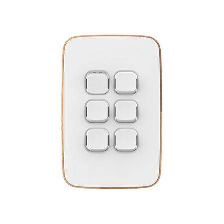 Clipsal Iconic, Essence Switch Plate Skin, 6 Gang, Vertical/Horizontal, Clip-On - Arctic White