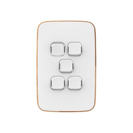 Clipsal Iconic, Essence Switch Plate Skin, 5 Gang, Vertical/Horizontal, Clip-On - Arctic White