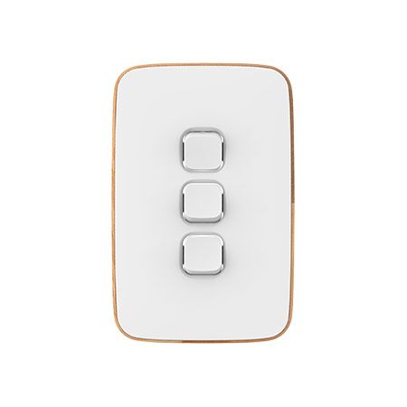 Clipsal Iconic, Essence Switch Plate Skin, 3 Gang, Vertical/Horizontal, Clip-On - Arctic White