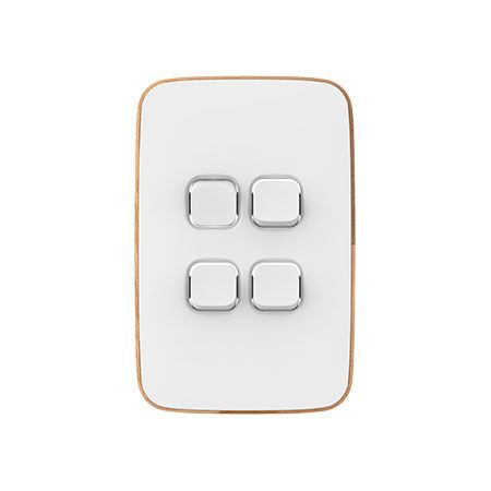 Clipsal Iconic, Essence Switch Plate Skin, 4 Gang, Vertical/Horizontal, Clip-On - Arctic White
